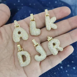 QMHJE 17*29mm Initial ABC Alphabet Crystal Chunky Letters Brass Charm Pendant Necklace Choker CZ Iced DIY Gold Color Wholesale