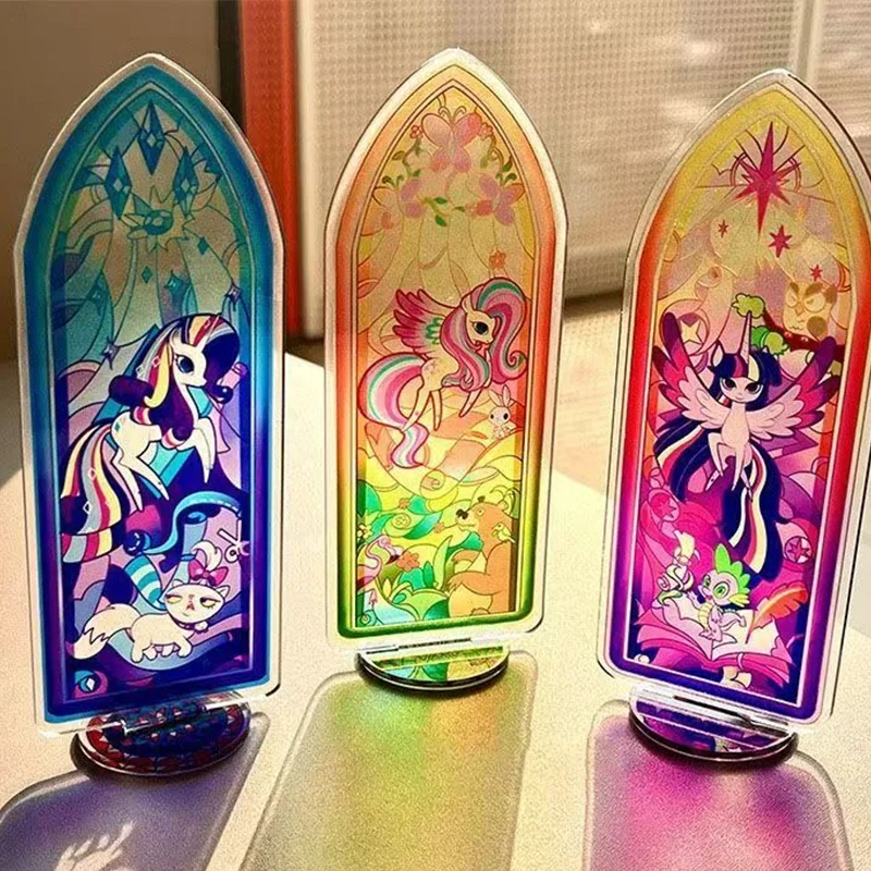 Kawaii Hasbro My Little Pony Twilight Sparkle placas de pie Rainbow Dash lindo Anime acrílico adornos periféricos regalo de Anime