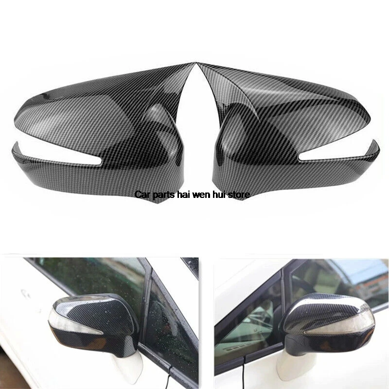 For Honda Civic 8th 2005-2011 Car Rearview Side Mirror Cover Wing Cap Sticker Door Rear View Case Trim Carbon Fiber Look Black