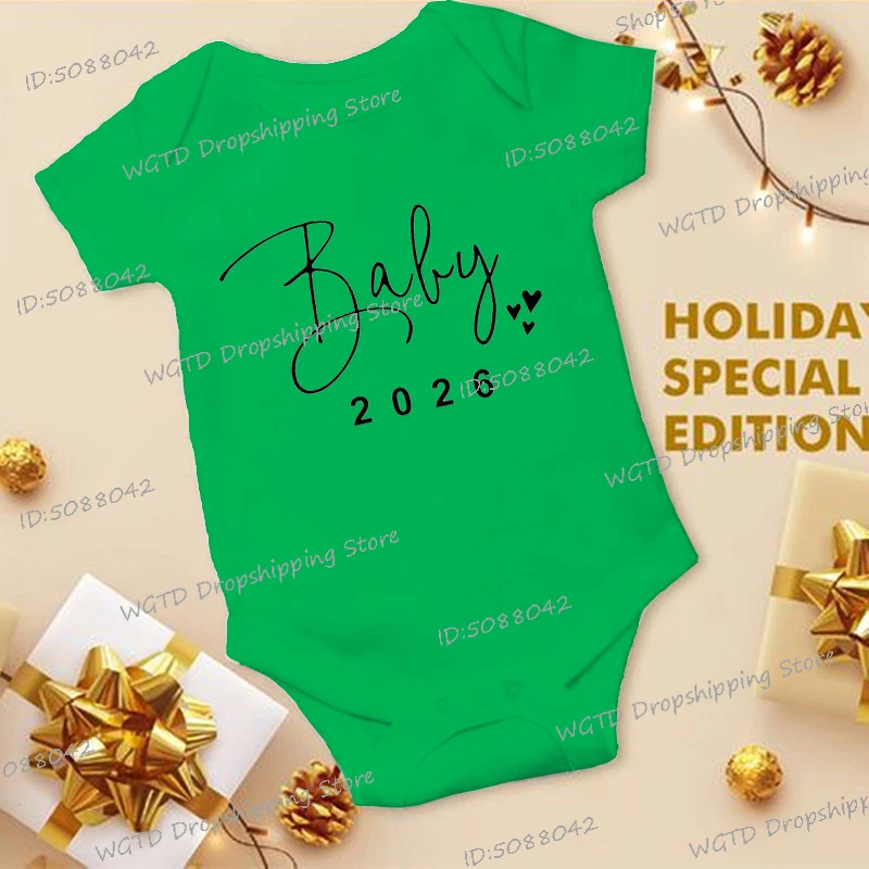 رومبير قطني جديد للأطفال الرضع الأولاد والبنات "طفل 2026" نمط قلب مضحك نيسيس قريبا هدية لحديثي الولادة ملابس داخلية بأكمام قصيرة #4