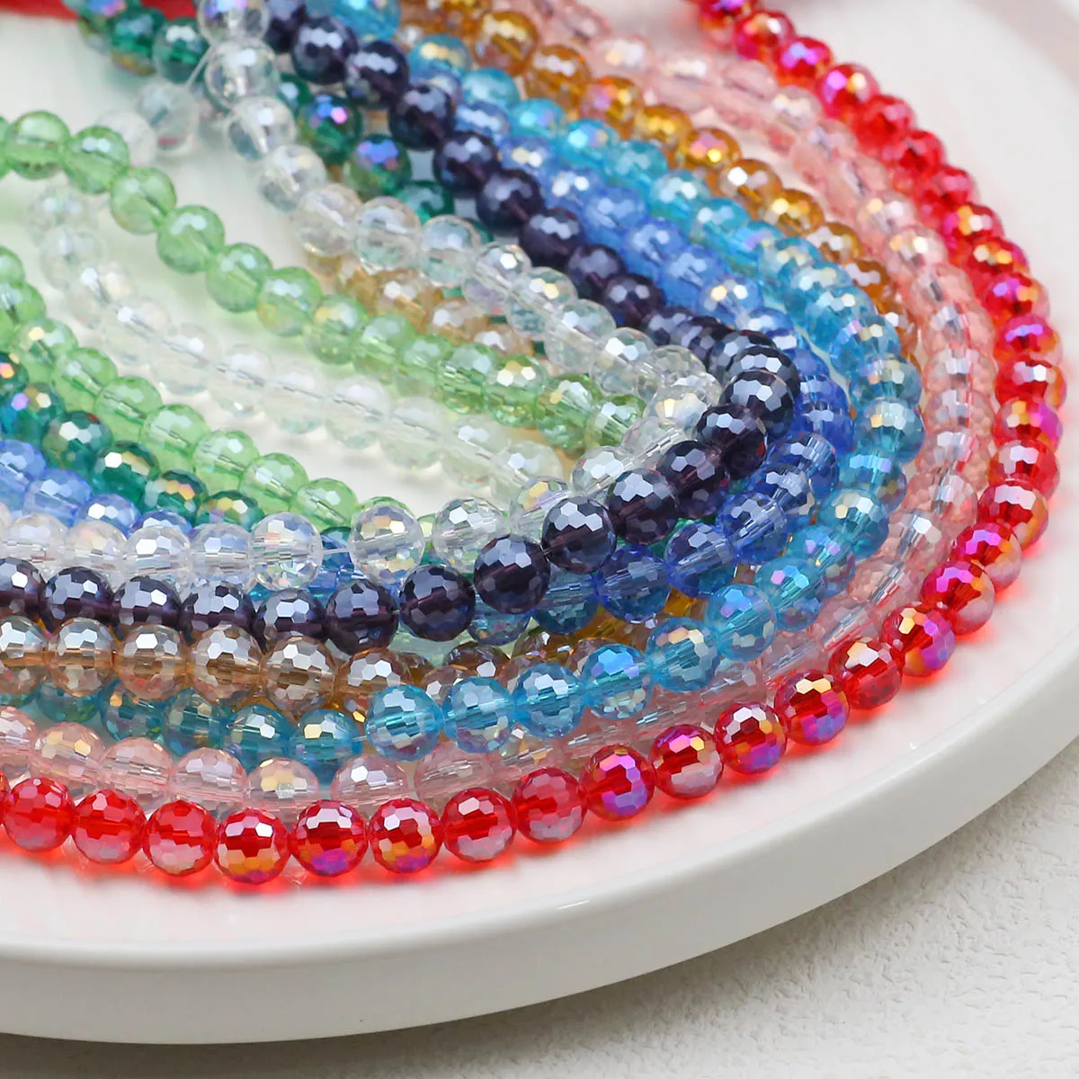 50pcs 8mm Shiny Austrian Crystal 96 Faceted Round Glass Loose Spacer Beads For Jewelry Making Bracelet Necklaces DIY Accessories
