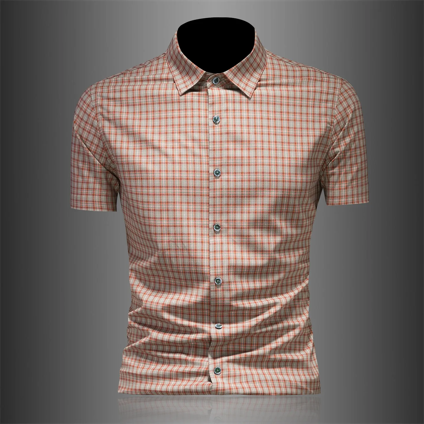 

Slim Fit Men's ort Sve irt 2026 Trendy Youth Casual Sle Embroidered Plaid PU Leather irt for Men Summer Season