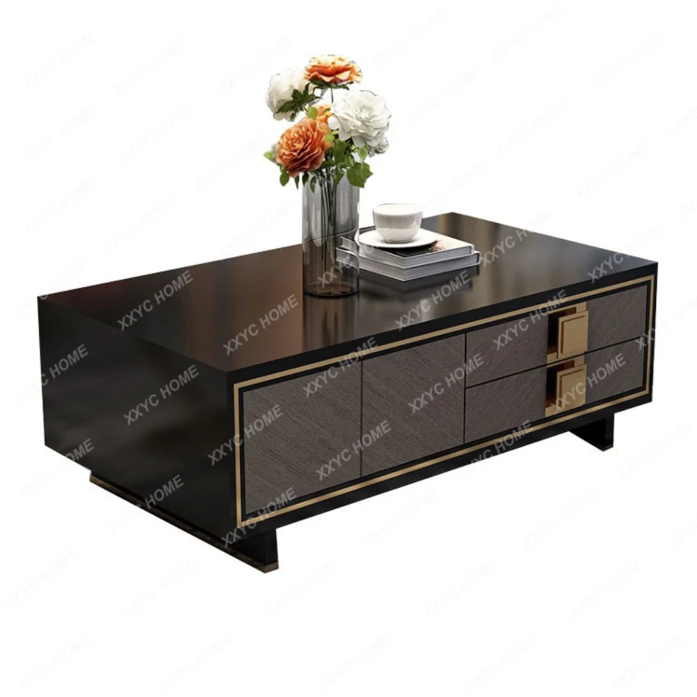 

Light Luxury Post-Modern Stainless Steel TV Cabinet and Tea Table Combination Simple Small Apartment Tempered Glass Tea Table