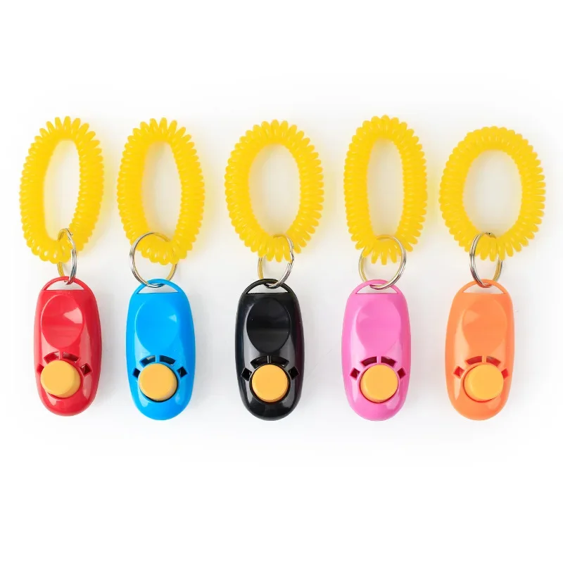 1PC Dog Training Clicker Pet Cat Plastic New Dogs Click Trainer Aid Tools Adjustable Wrist Strap Sound Key Chain Dog Supplies