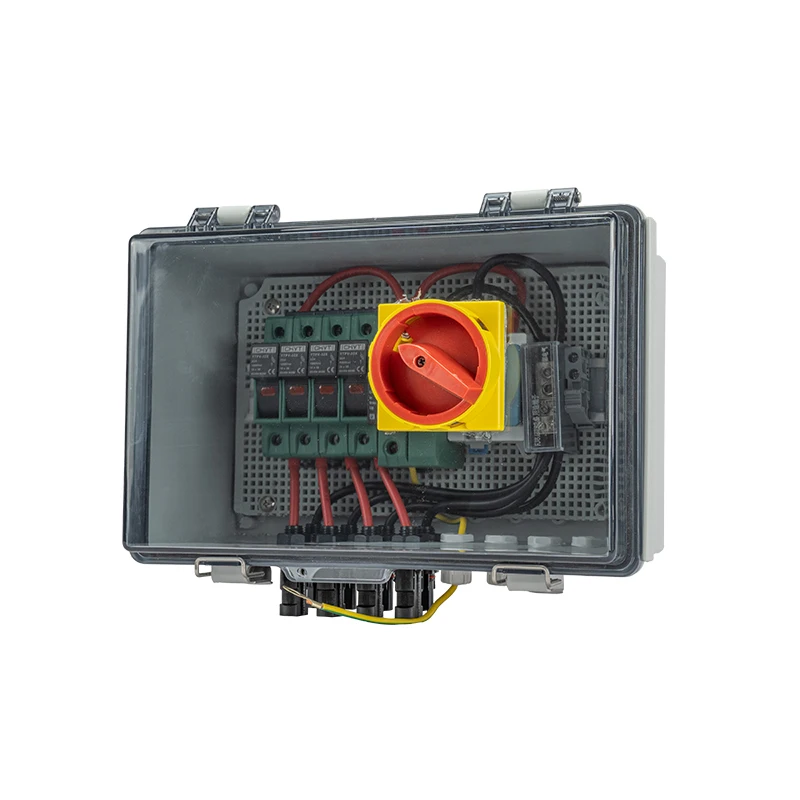 4 String PV Lightning Catch 15a Fuse Holder and 63a Isolation Switch IP65 Waterproof Solar Combiner Box for On/Off Grid System