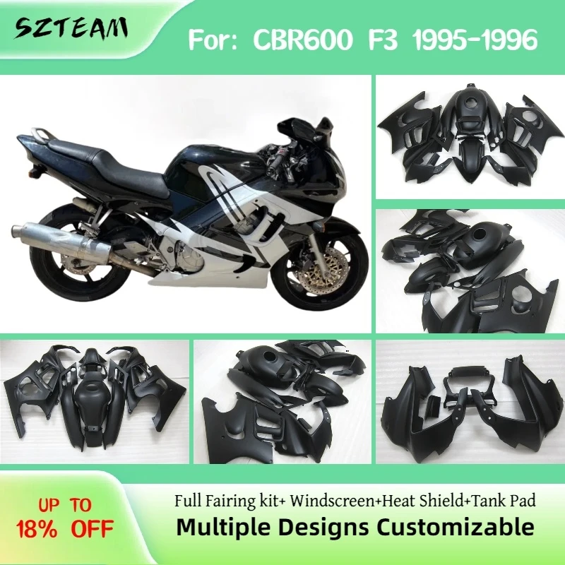 

For Honda CBR600F3 1995 1996 Matte Black Motorcycle Bodywork Fairings CBR600 F3 95 96 ABS Cowling Injection Fairing Kit