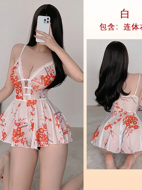 Maglia semplice fiore pizzo trasparente sexy scollo a V dolce abito stampato abito elegante moda donna Spice Girls 2024 nuovi abiti K7TZ