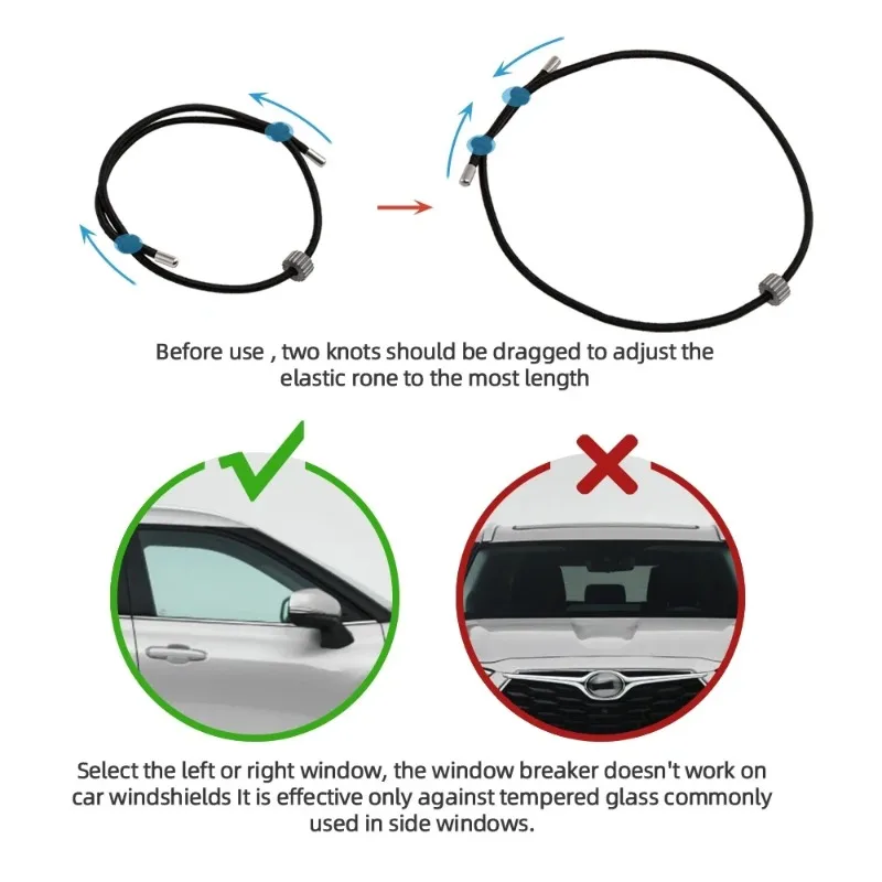 Car Window Breaker Bracelet Tungsten Carbide Bead Auto Glass Breaking Wrist Strap Self Rescue Car Escape Hammer Wristband Tool