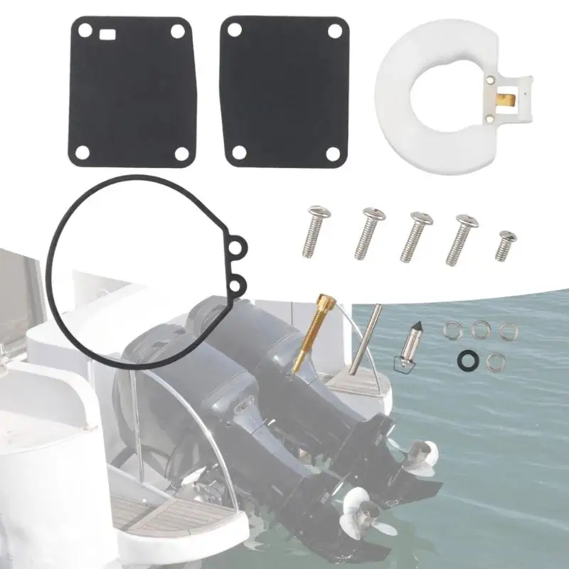 D5BE Marine Carburetor Repair Set for 3HP 6HP 8HP Small Two-Cycle Outboards, Includes Gasket-Like Pieces, Screws and Mixed