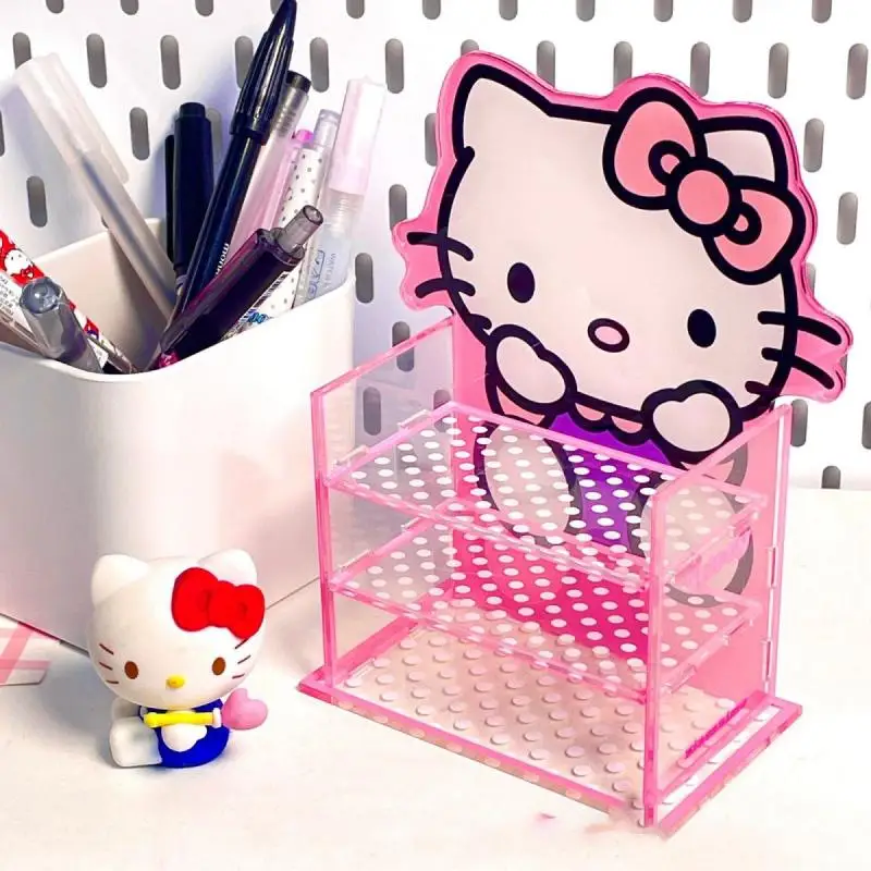 Hot Miniso Kawaii Acrylic Storage Rack Hello Kitty Cartoon Dormitory Desktop Storage Rack Kuromi Cute Fashion Household Products