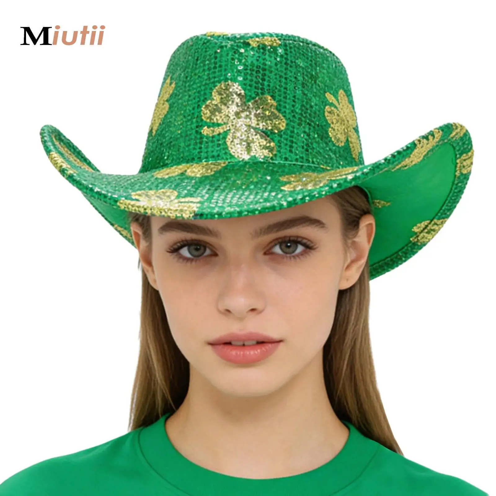 Shiny Sequin Cowboy Hat for Mardi Gras Cowboy-Hat Costume Accessory Women Men Festival Parties Costumes Dress Up Decorations