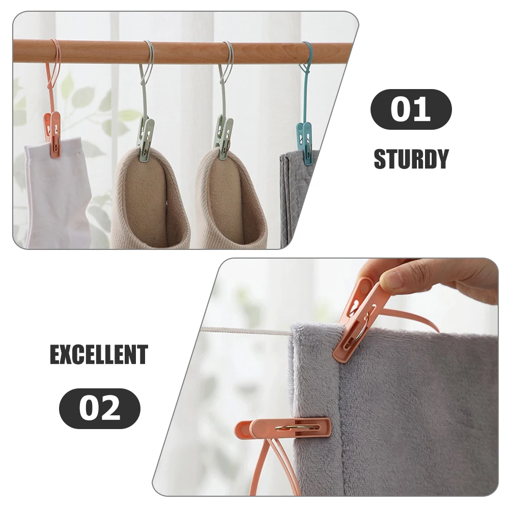 

12Pcs Windproof Drying Clips Clothesline Socks Laundry Multipurpose Beach Towel Quilt Clamp Anti Slip Household Pins