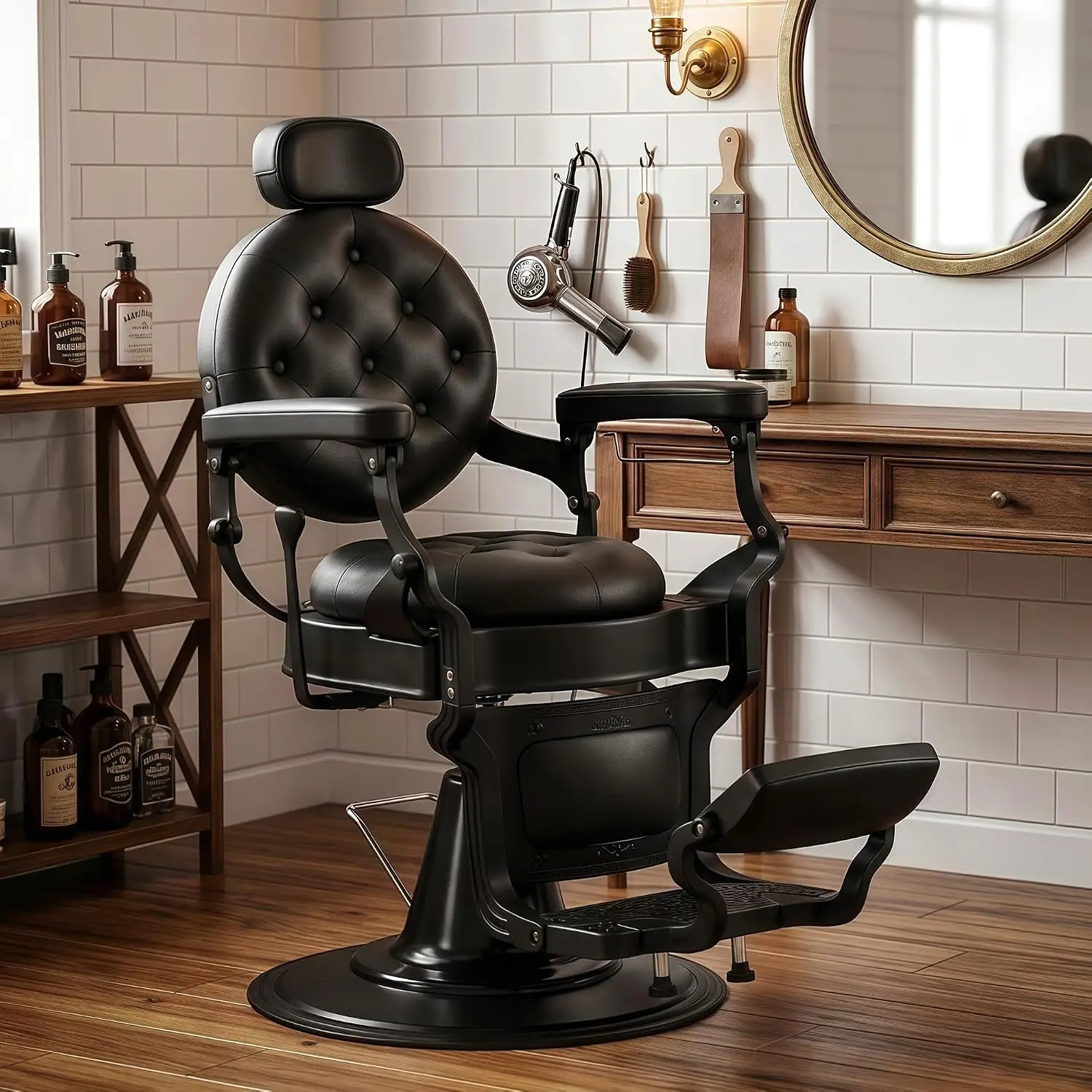 Vintage Barber Chair Reclining Hydraulic Salon Styling Chair 360° Swivel 550lb Heavy Duty Beauty Spa Equipment, Customized
