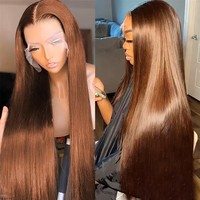 Chocolate Brown Straight Lace Front Wigs 13x6 Transparent Lace Frontal Wig Pre Plucked Remy 13x4 Brazilian Human Hair Wigs 200%