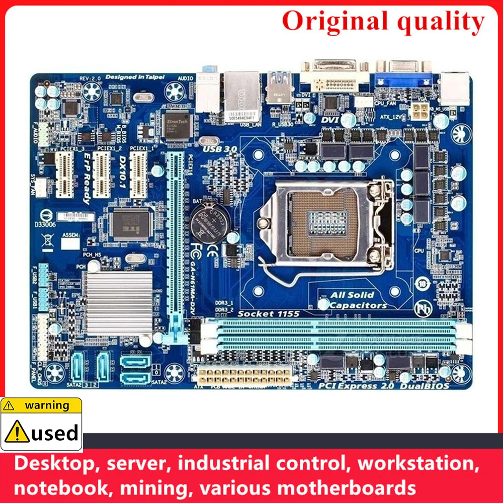 

For GA-H61MA-D2V H61MA-D2V Motherboards LGA 1155 DDR3 16GB M-ATX For Intel H61 Desktop Mainboard PCI-E2.0 SATA II USB2.0