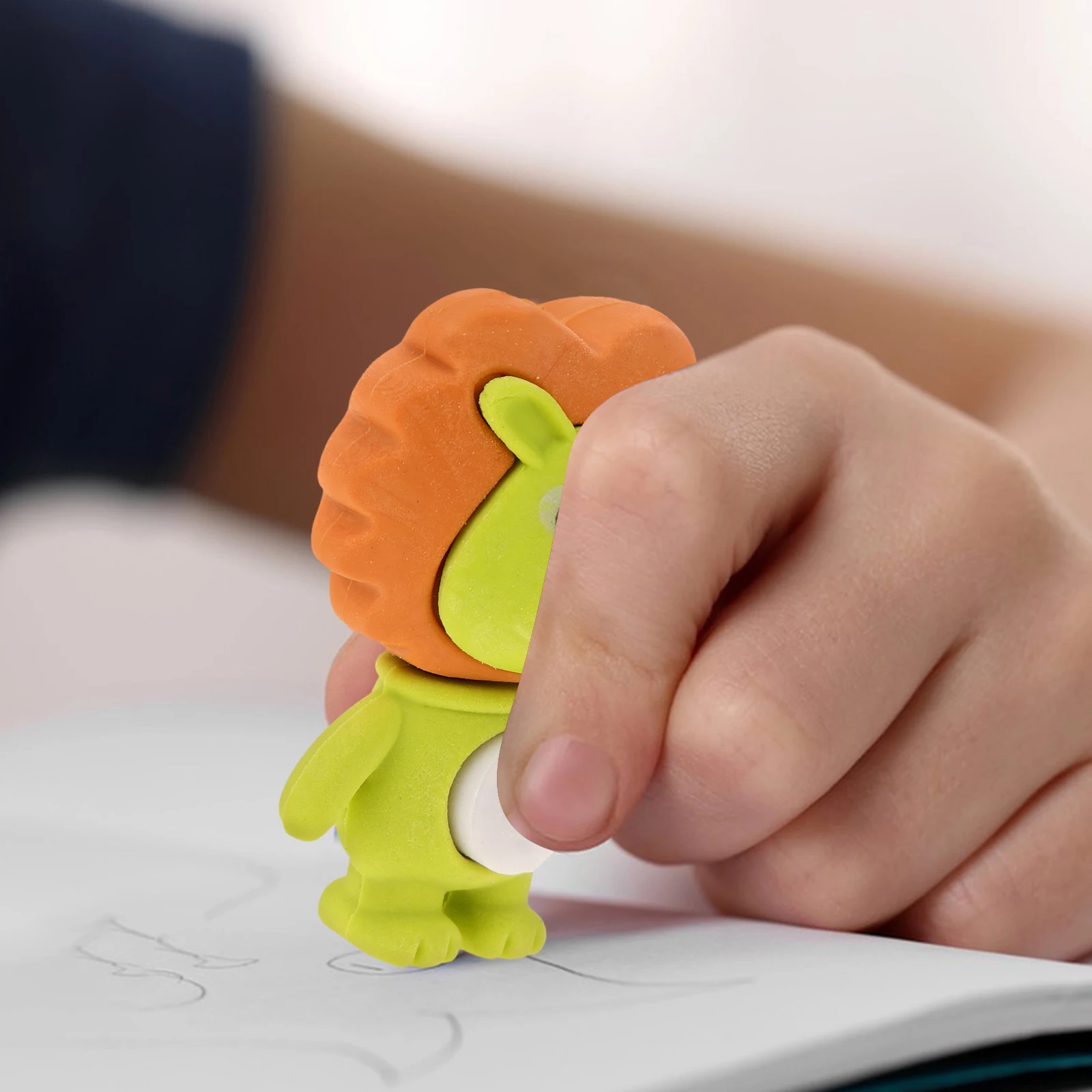 

18pcs Shaped Erasers Cute 3D Cartoon Animal Design Kids School Gifts TPR Non Fading Color Portable Eraser Student