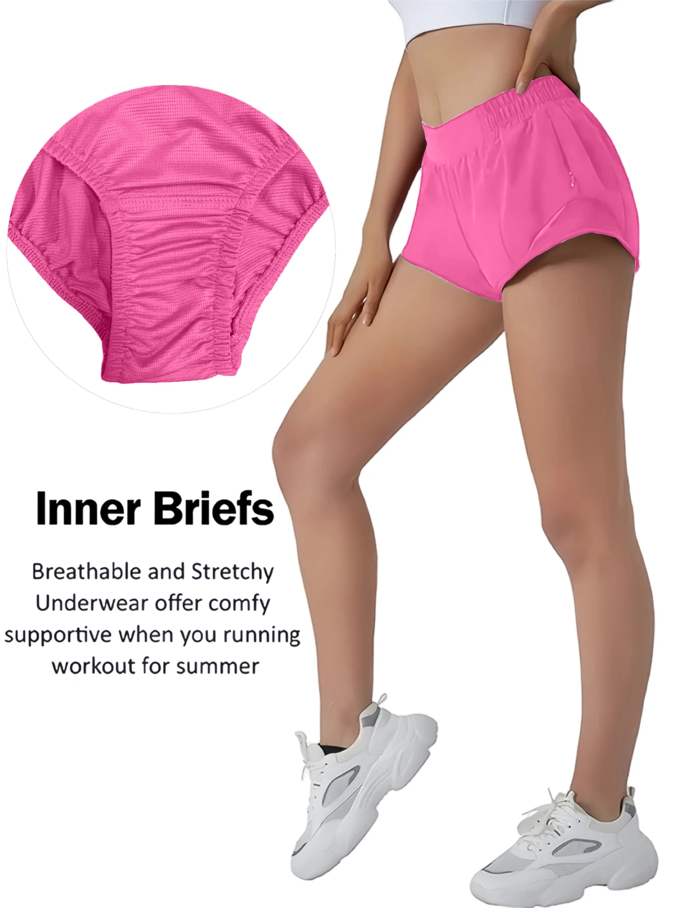 Quick drying sports shorts with lined zipper pockets, women's high waisted running shorts