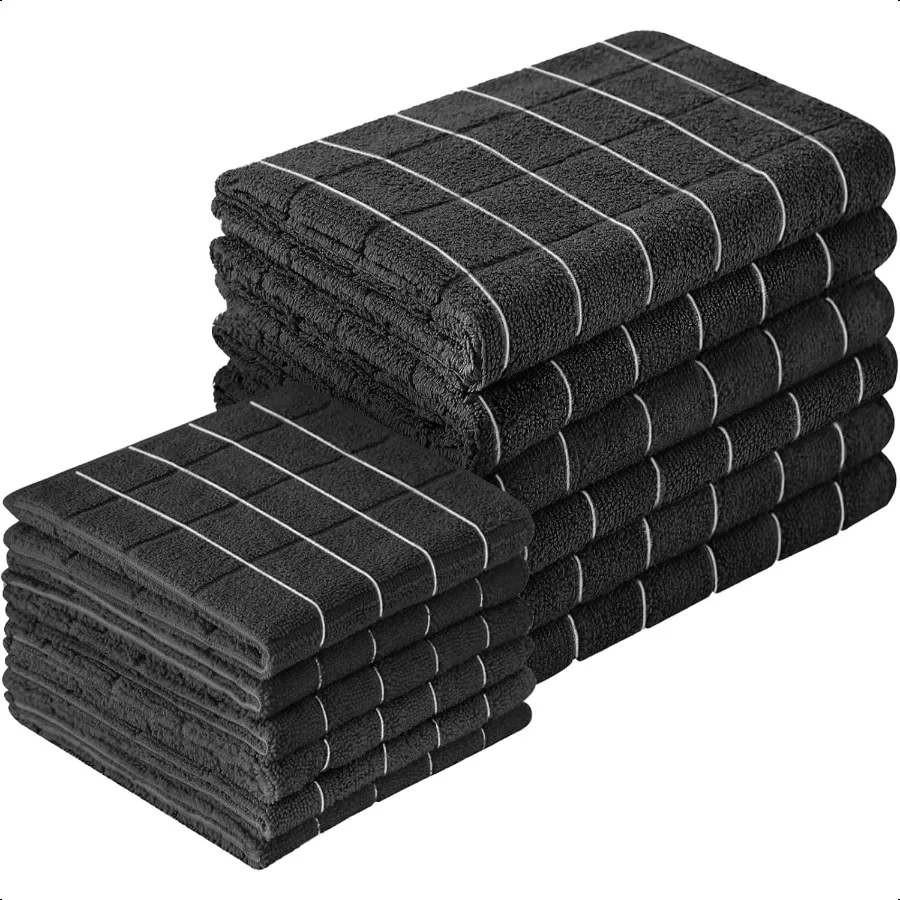 

Microfiber Kitchen Towels and Dishcloths Set 26 X 18 Inch and 12 X 12 Inch Set of 12 Bulk Lint Free Dish Towels for Drying Dish