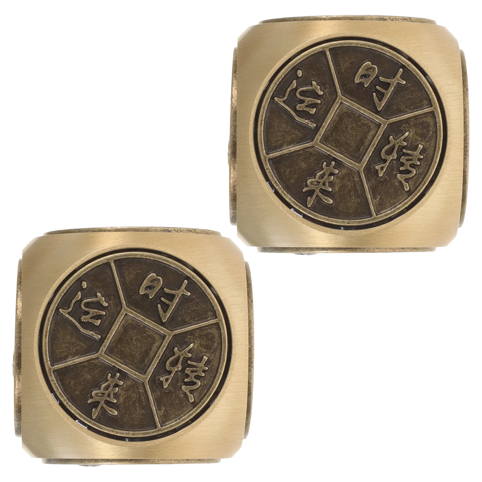 2Pcs Brass Handball Metal Six Sided Rotating Office Gadget Desk Accessory Relaxation Fitness Spinner