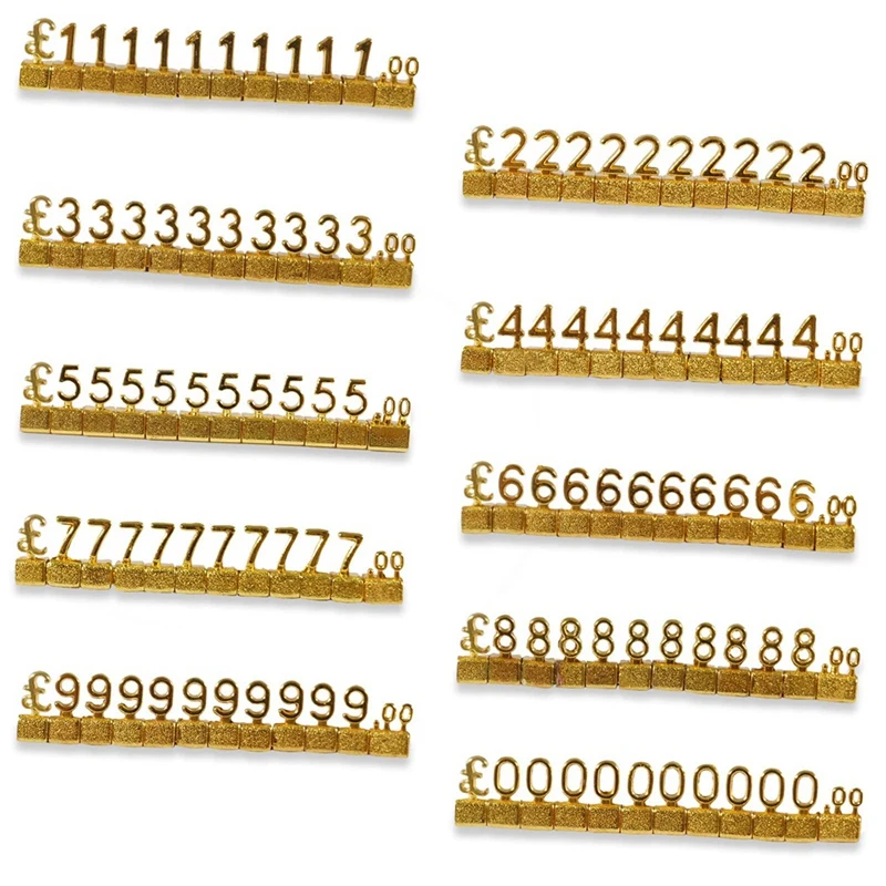 10PCS Digital Price Tag 3D Metal Shelving Adjustable GBP ￡ Price Square Kit For Shop Display Jewelry Watch Shop Office