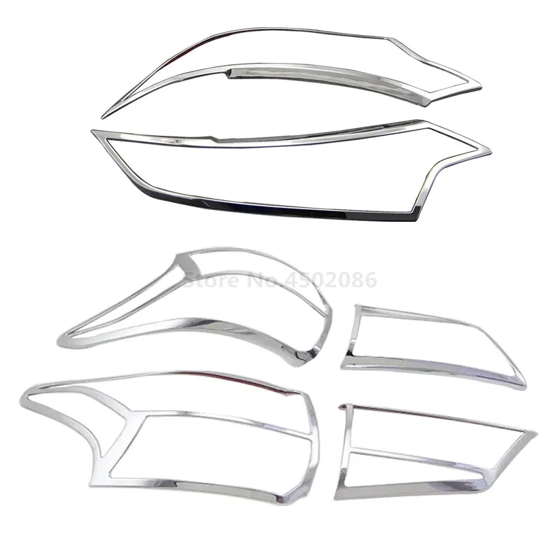 ABS Chrome Car Front Headlight  Rear Tail Light Lamp Cover Trim For 2016-2018 Outlander