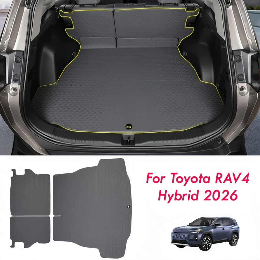 

Коврик в багажник из ПУ кожи с защитой спинки сидений для Toyota RAV4 Hybrid 2026, без запаха, противоскользящий, черный, для защиты багажника