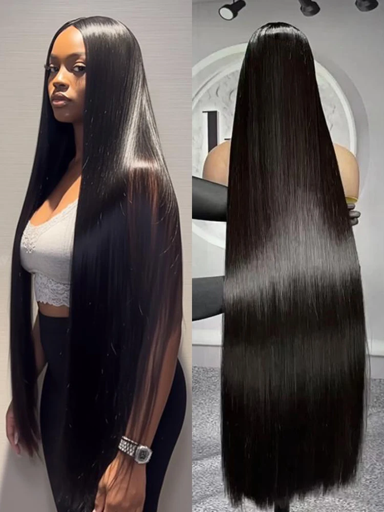 วิกผมแบบไม่ต้องใช้กาว 7x5 ขนาด 40-46 นิ้ว ผมตรงบราซิล วิกผมหน้าผากลูกไม้ HD 13x6 ความหนาแน่น 300% สำหรับผู้หญิงผิวสี ไม่ต้องใช้กาว สวมใส่ได้เลย