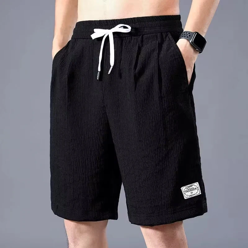 

New Lce Silk Shorts Men's Thin Sports Cropped Pants Loose Straight Leg Cool Breathable New Fashion Trend Casual XL-XXXL