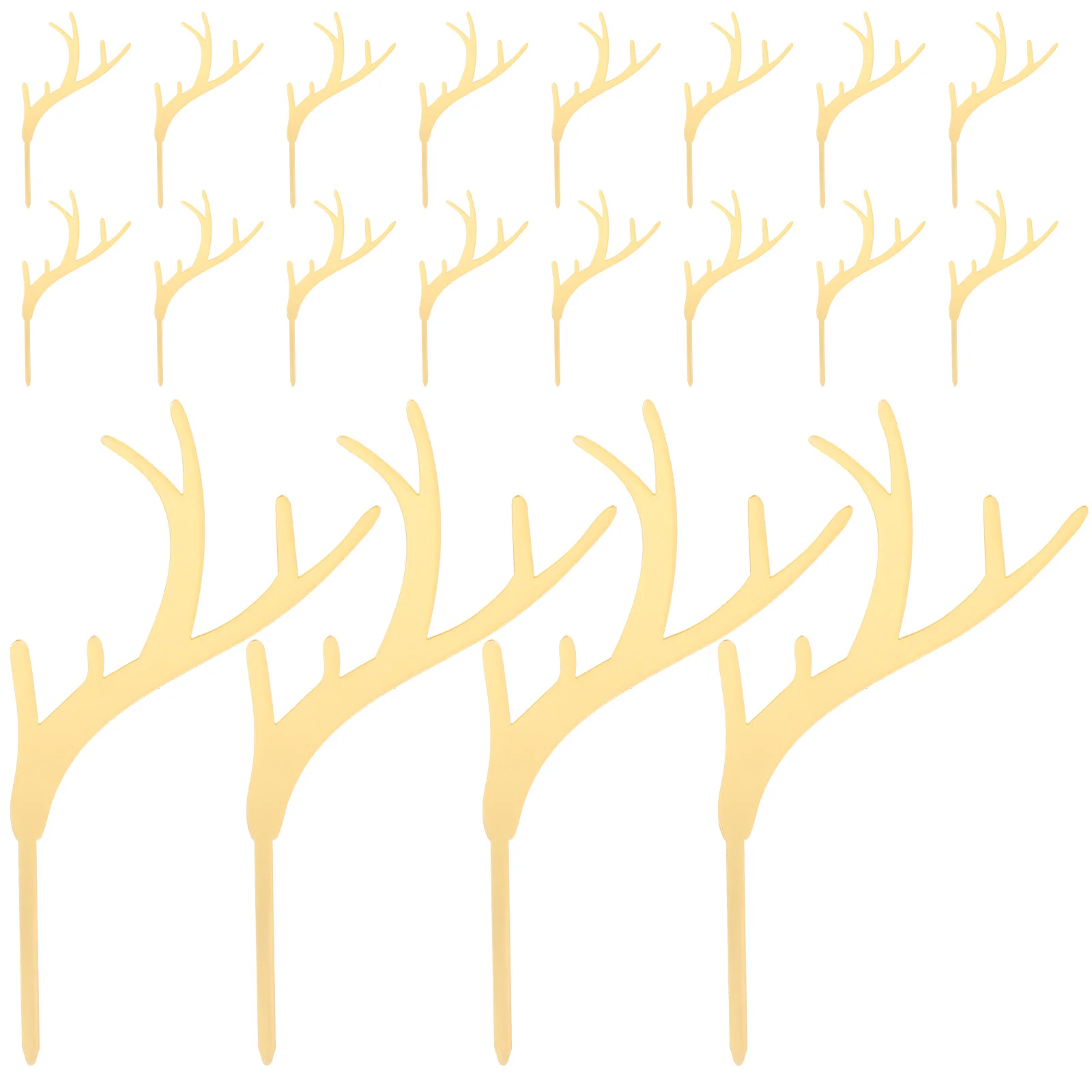 

20 Pcs Acrylic Deer Antler Cake Decorations Silver Birthday Party Cake Picks Cupcake Toppers dessert decor cake supplies