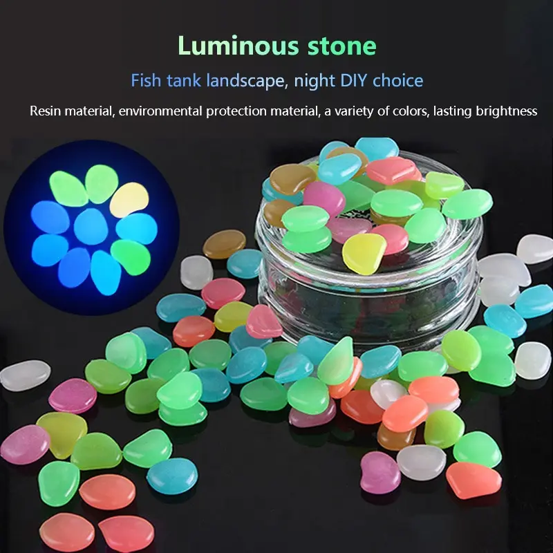 50pcs Artificial Colored Nightlight Stone Fish Bowl Landscaping Home Decoration Landscaping Luminescent Small Stone