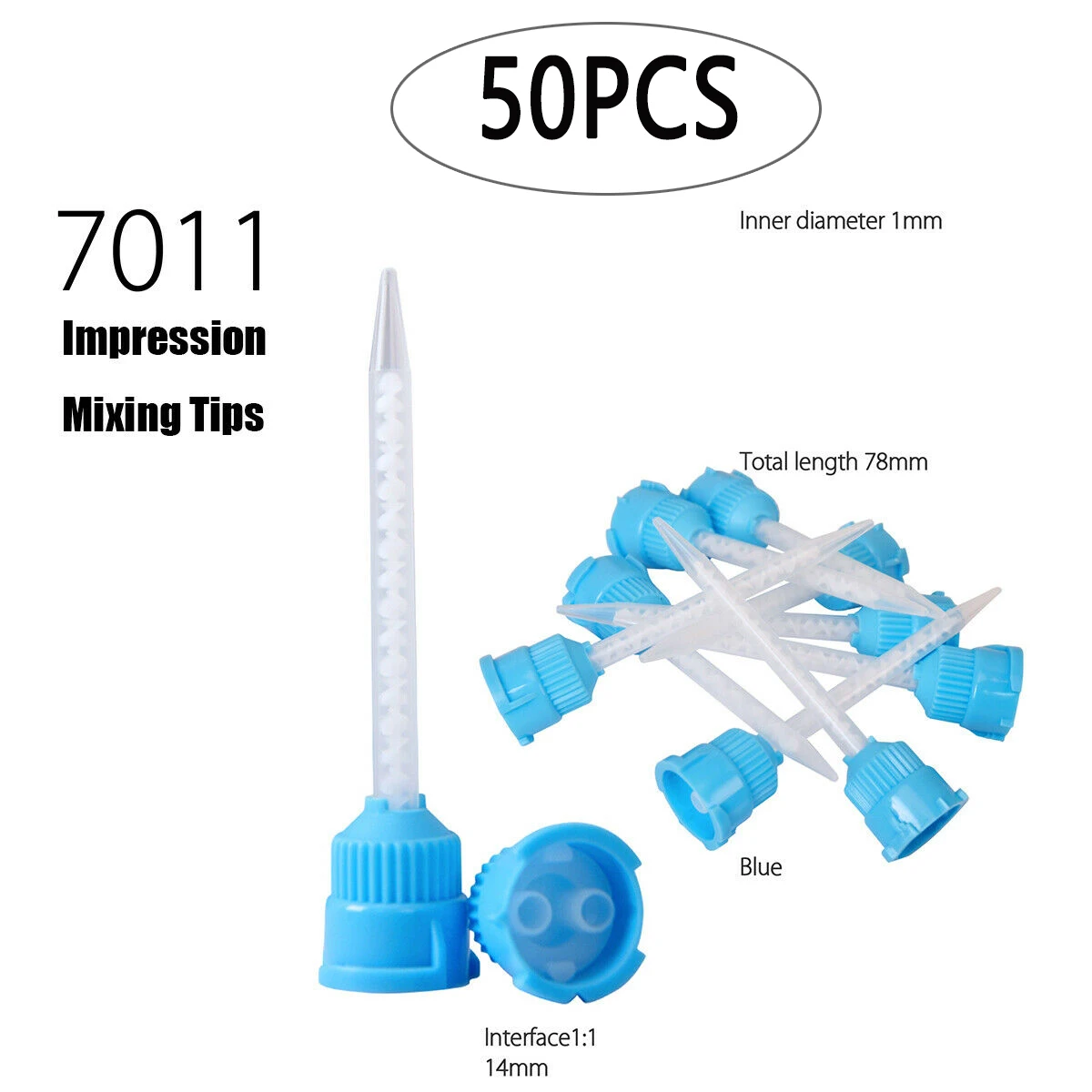 

Dental Silicone Mixing Tips Blue 1:1 Disposable Dental Tips for Impression Material Rubber Mixing Head Tube Dentist Materials