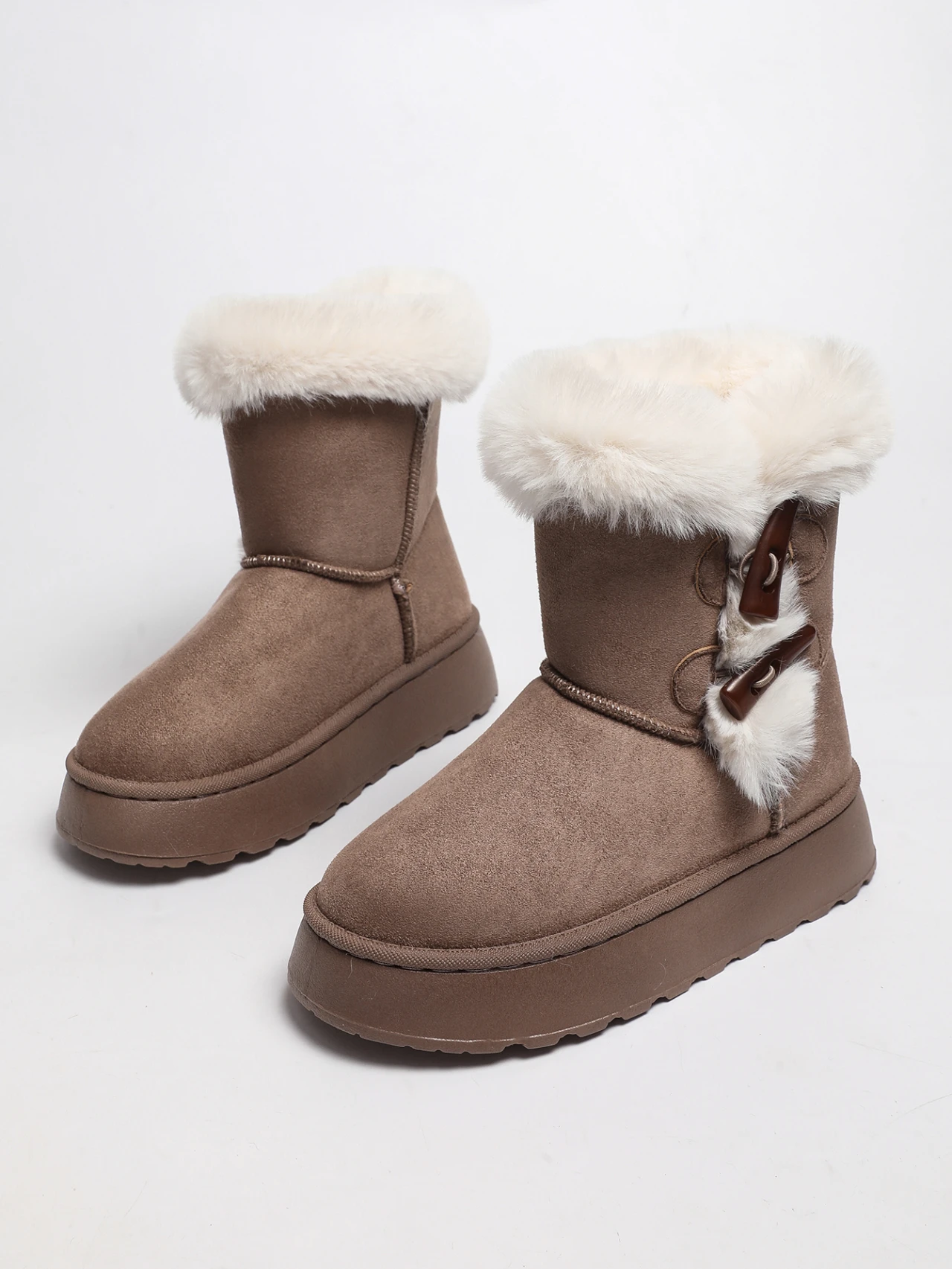 2026 Winter Neuer Stil Bequeme Modische Bestseller Runde Zehenkappe Elegante Lässige Schneestiefel Samt Dickbesohlte Damenstiefel – Detail 9