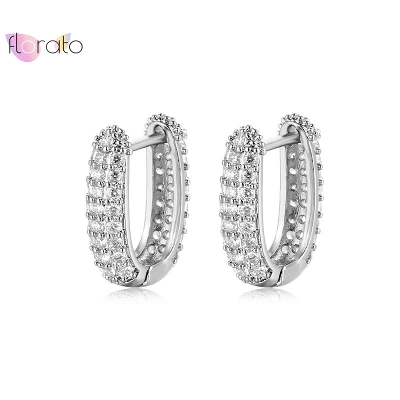 

925 Sterling Silver Needle Fully Inlaid Zircon Internet Celebrity Light Luxury Super Shiny High-end Temperament Circle Earrings