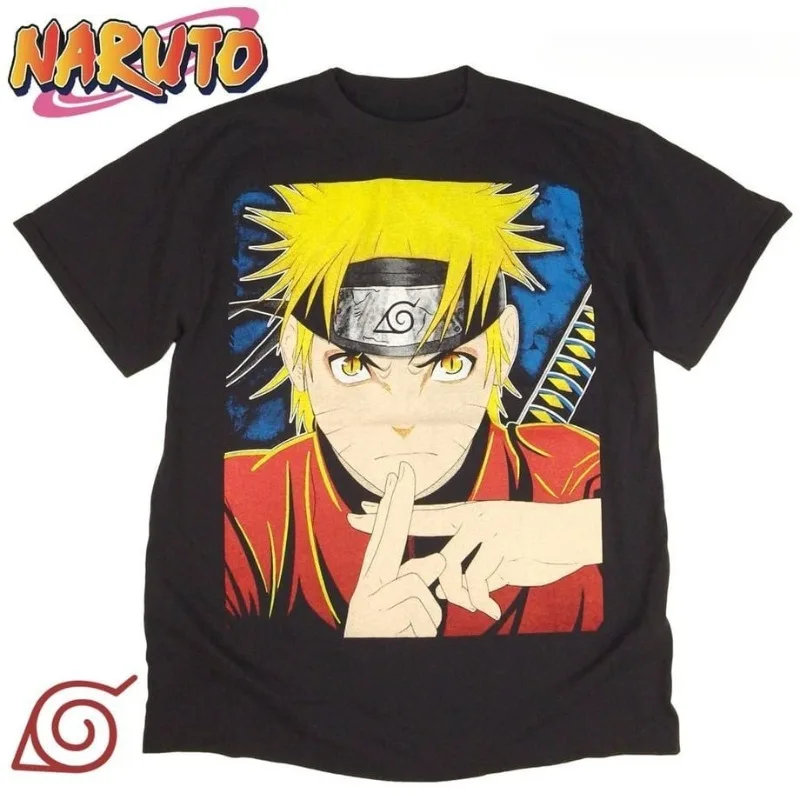 

Naruto Anime Short-sleeved T-shirt Men's 2025 Summer Uzumaki Naruto Uchiha Sasuke Cartoon Surrounding Clothes