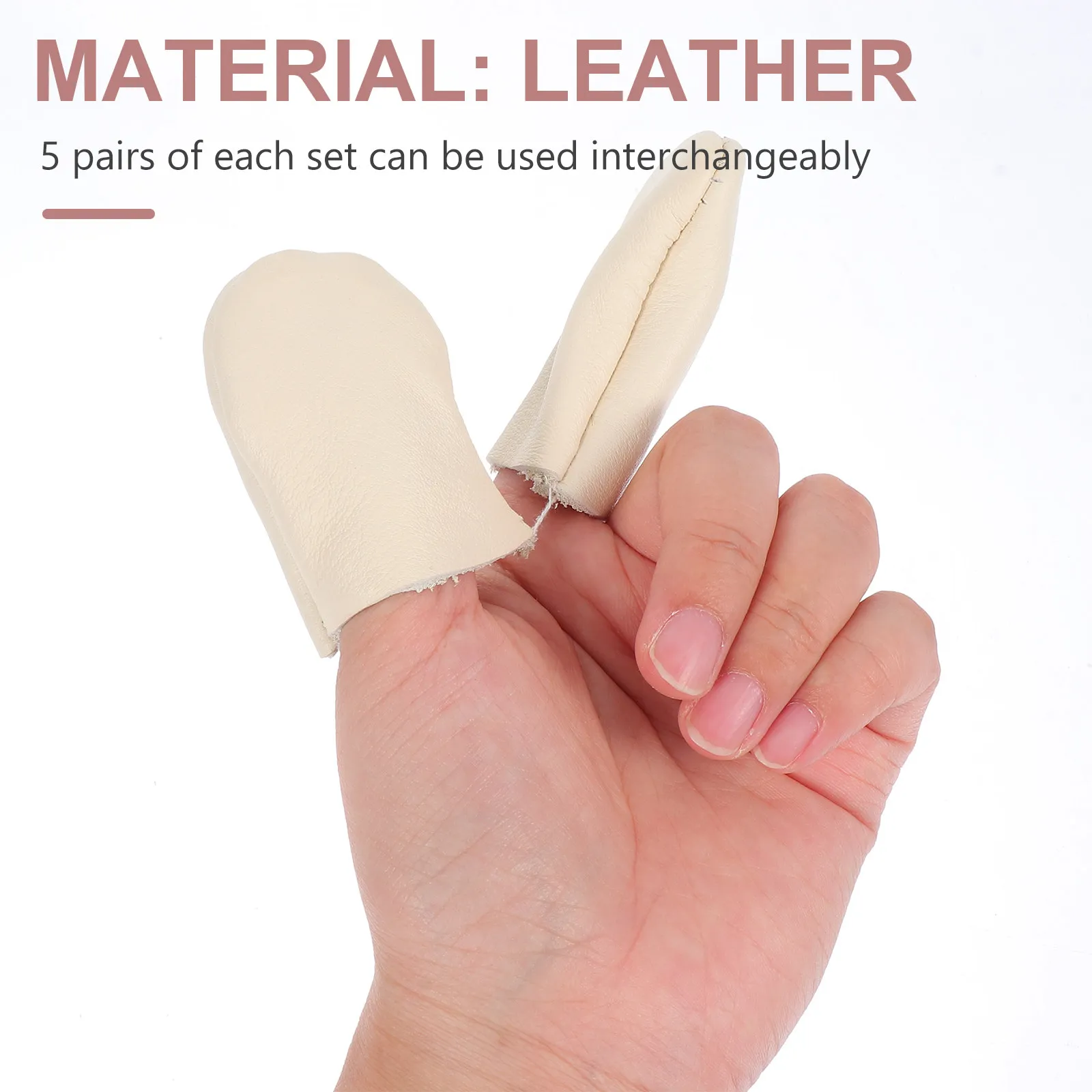 

5Pairs Solid Finger Protectors for Beginners Sewing Thimbles Comfortable Breathable Finger Cots for Knitting Felting