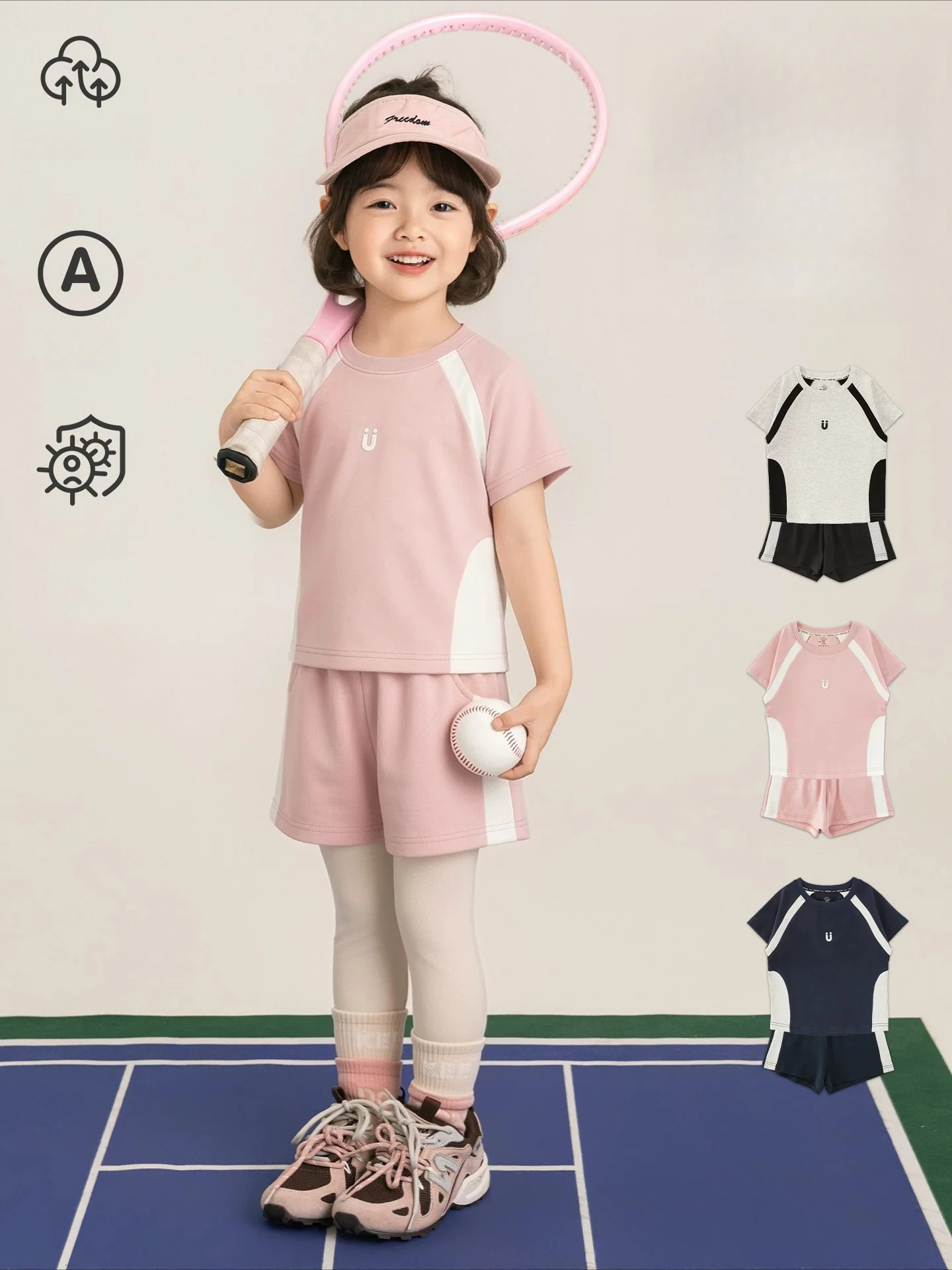 

Kids Girls Summer New Short Sleeve T-shirt & Loose Casual Shorts Set Soft Breathable Cool Comfortable Children Sports Suit