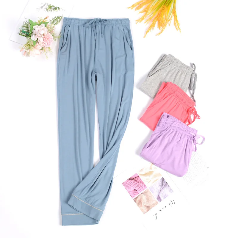 

New Summer Casual Thin Women's Sleepwear Pants Home Clothes Japanese Style Intimate Apparel Ladies Long Pants Polyester Fiber