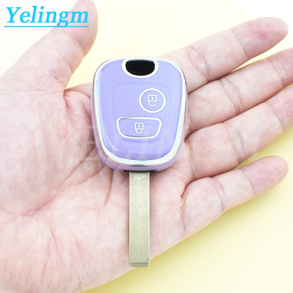 TPU-Schlüsselhülle für Peugeot 107 206 207 307, Citroen C1 C2 C3 C4 und Toyota Aygo mit 2-Tasten-Fernbedienung, Schlüsselanhänger