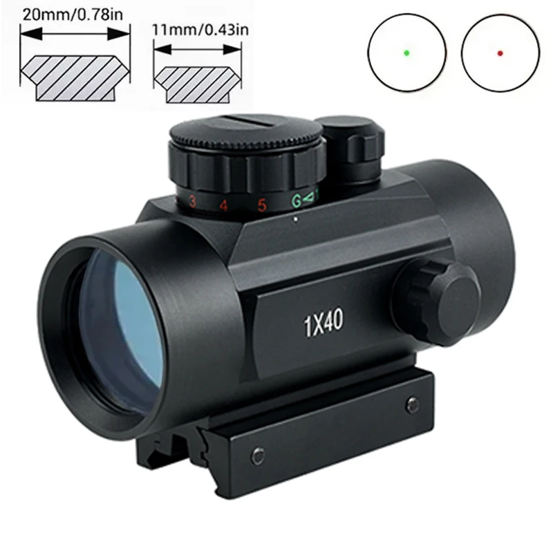 1X40 Red Dot Sight Tactical Compact Riflescope Reflex Optics Sight 11mm/20mm Rail Rifle Scopes Picatinny for Hunting Accessory