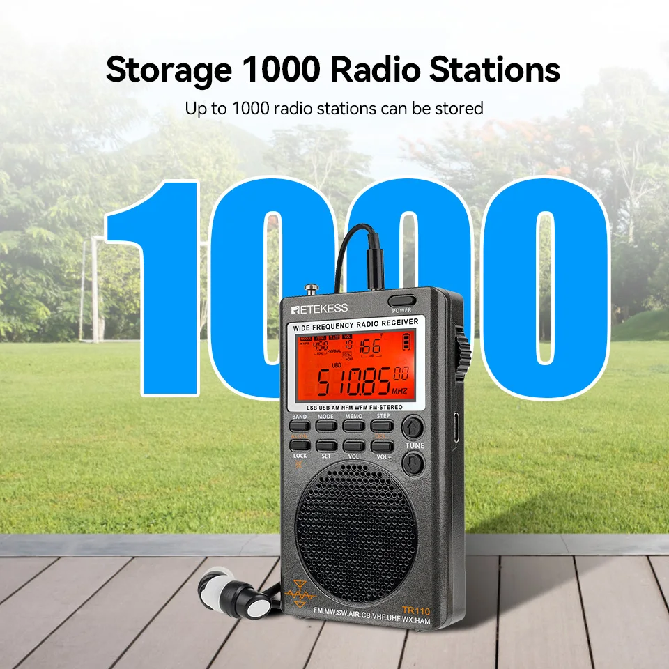 RETEKESS TR110 Tragbares Digitales Kurzwellenradio FM/SW/MW/SSB/Air Vollband-Radioempfänger mit Wiederaufladbarem Akku für Outdoor-Notfälle – Detail 4