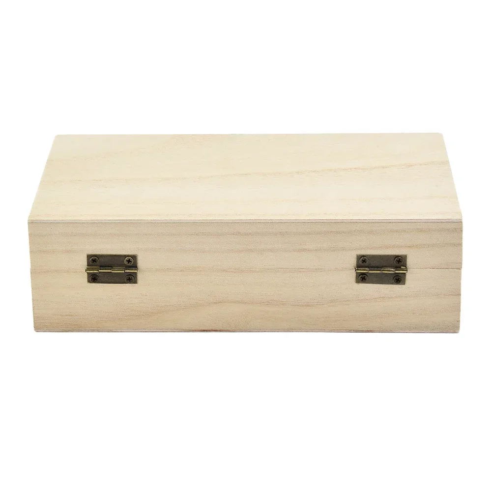 Wooden Storage Box Flip Top Metal Buckle Natural/Light/Dark 20*10*6cm Manual Polishing Retro Style High Quality