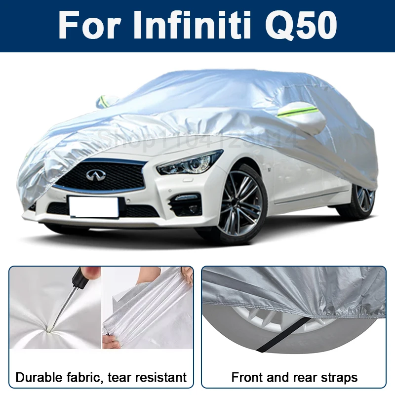 

Всепогодный чехол для автомобиля Infiniti Q50 с отражающими полосами, водонепроницаемый, снегозащитный, пылезащитный, с защитой от УФ-излучения, автоаксессуары