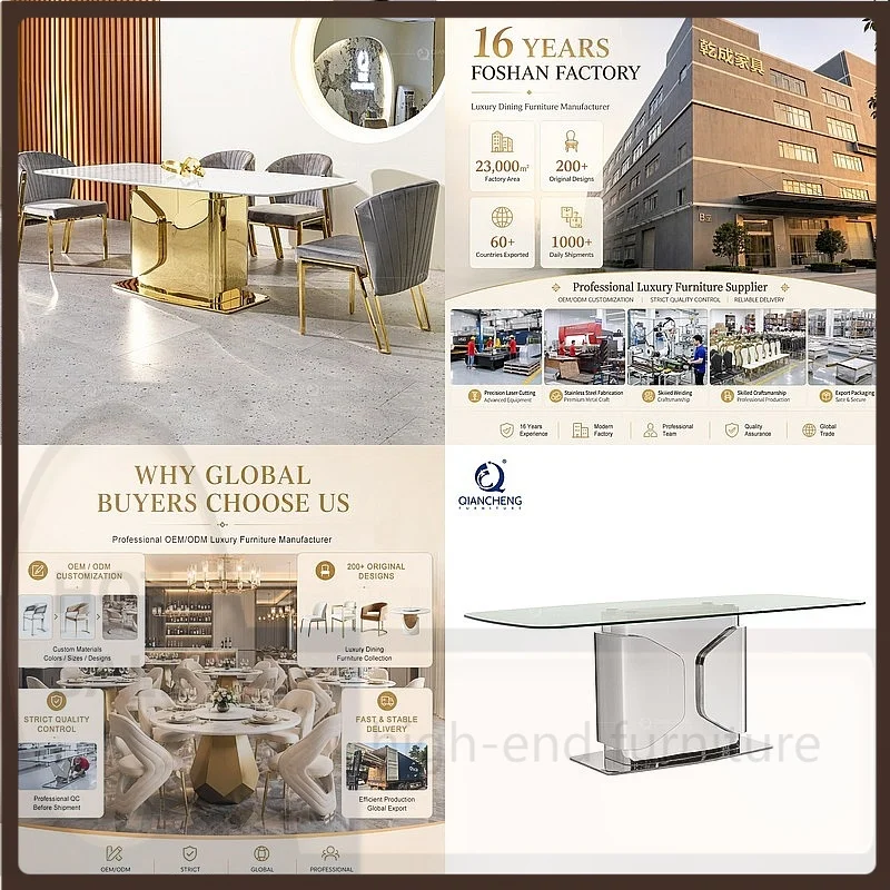 VP Modern Luxury Marble Rectangle Dining Table for Hotel Project Contract Restaurant Furniture