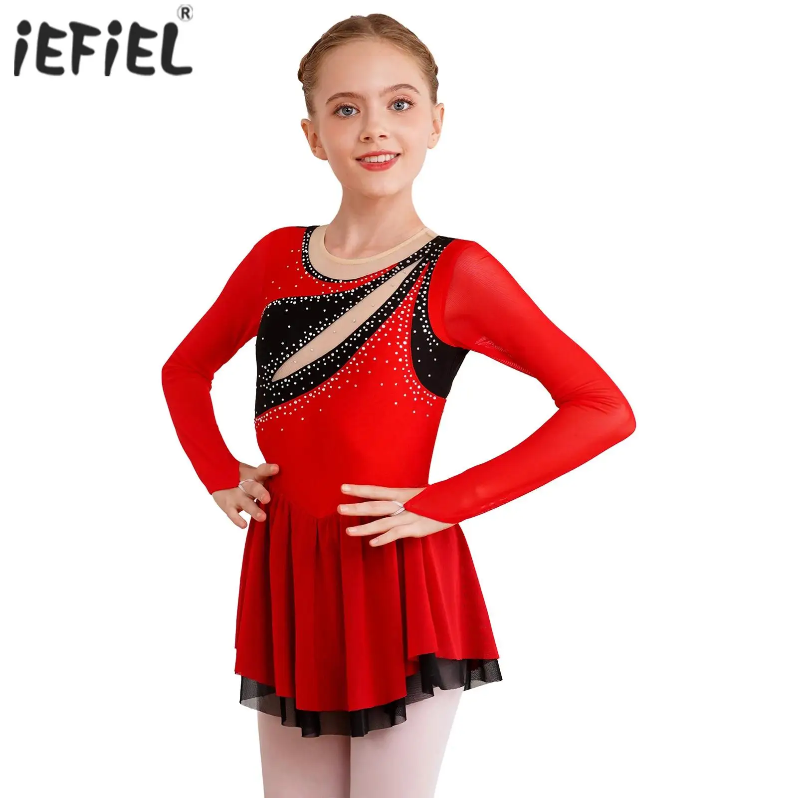 

Детский балетный костюм-пачка с блестками и стразами для девочек, купальник с юбкой, художественная гимнастика, художественное катание на коньках, лирический танцевальный костюм