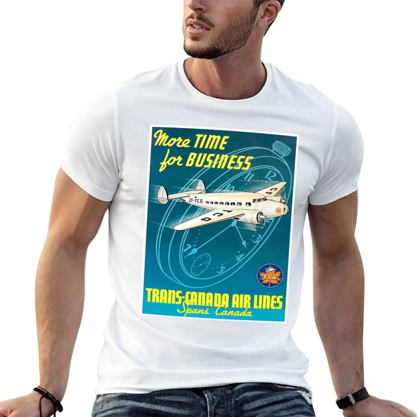 

TRANS-CANADA AIR LINES : Vintage Travel Advertising Print T-Shirt man t shirts cotton t shirt man plain T-Shirt