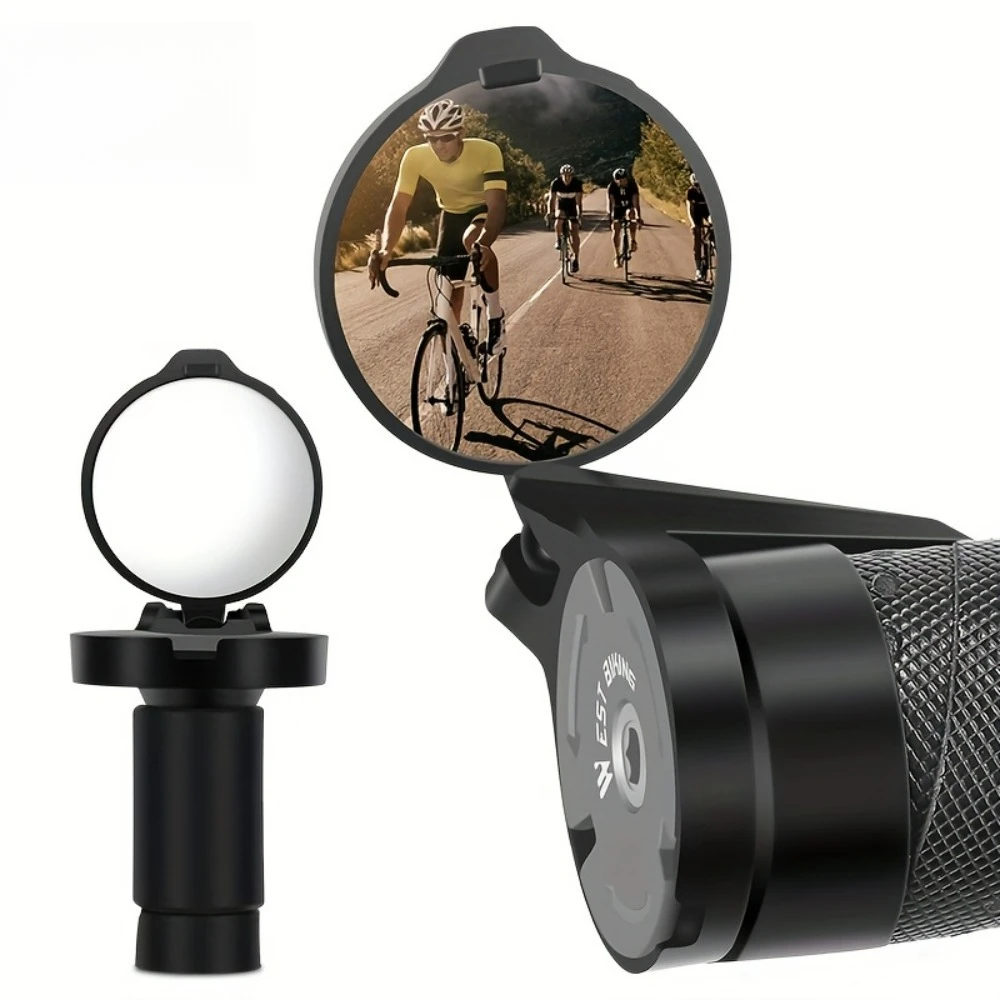 

Two High-definition Wide-angle Bicycle Rearview Mirrors with Round Convex Lenses and Foldable
