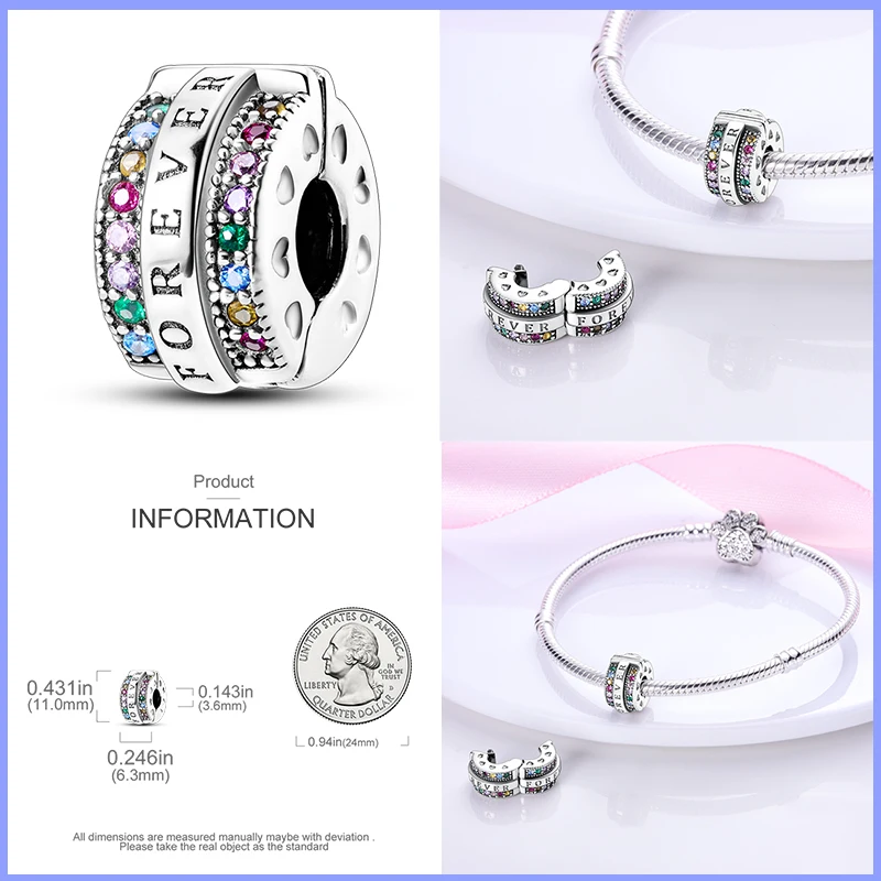 925 Sterling Silber Katze Klaue Silikon Spacer Perlen farbigen Zirkon passt Pandora Original Armband schöne DIY Schmuck Geschenk