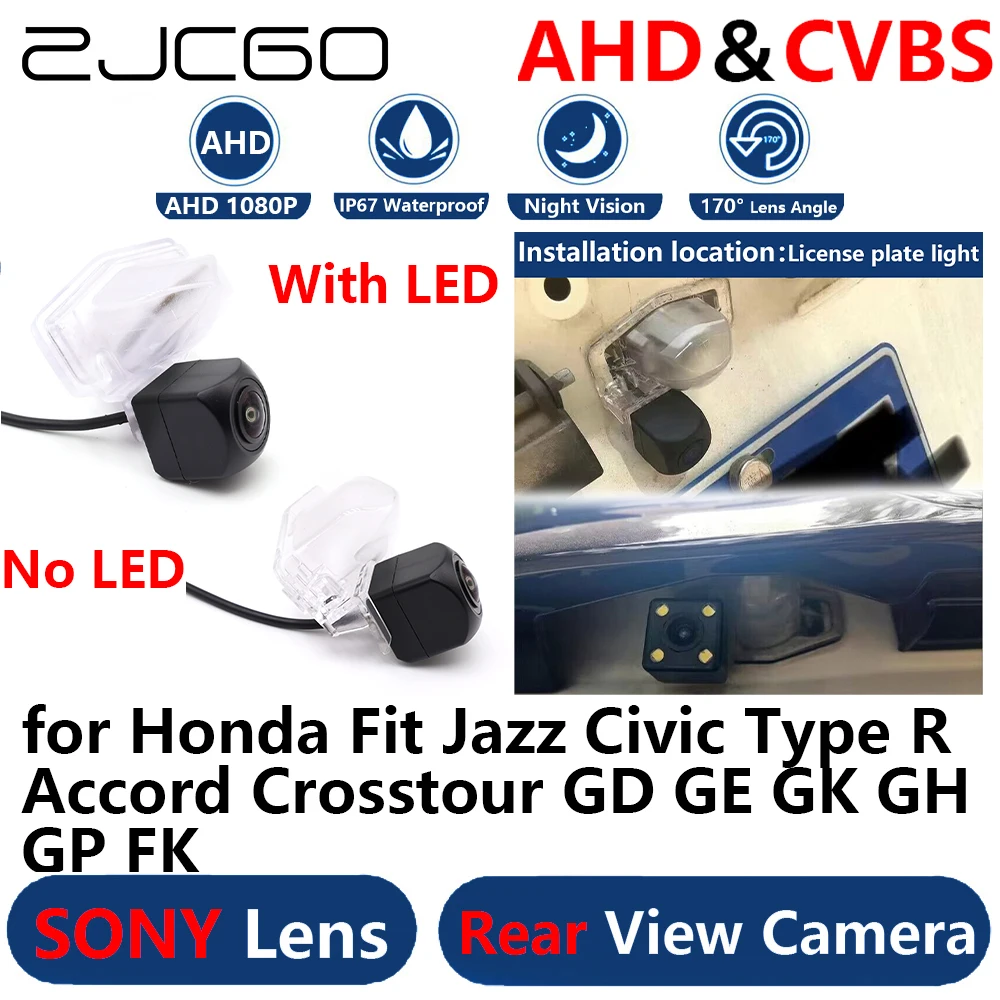 

AHD 1080P Parking Backup Reverse Reversing Rear view Camera for Honda Fit Jazz Civic Type R Accord Crosstour GD GE GK GH GP FK