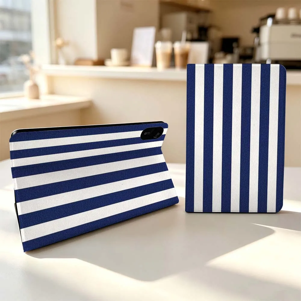 Blue White Vertical Stripe Fashion For Xiaomi Poco Redmi Pad 8 2 4 5 6 6S 7 7S SE Pro Max 14 11 8.7 11.2 12.5 Inch Tablet Case