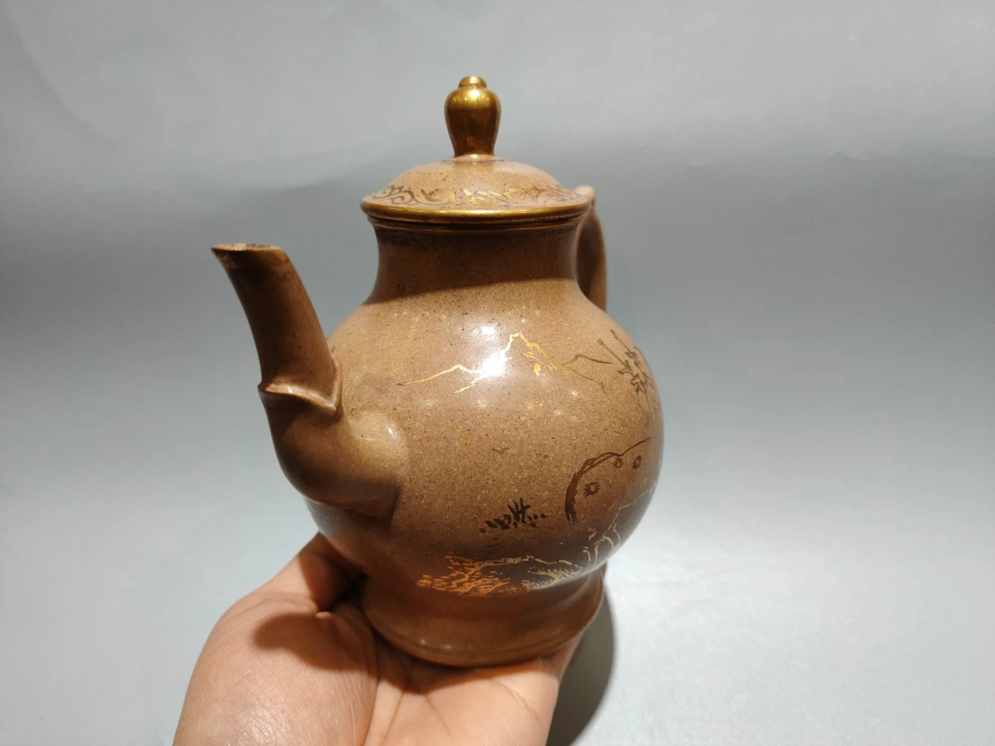 Old Collection Yixing Purple Clay Teapot Outline in gold Deer Talk Beast's Mouth Wine Pot Kettle Tea Maker Amass wealth
